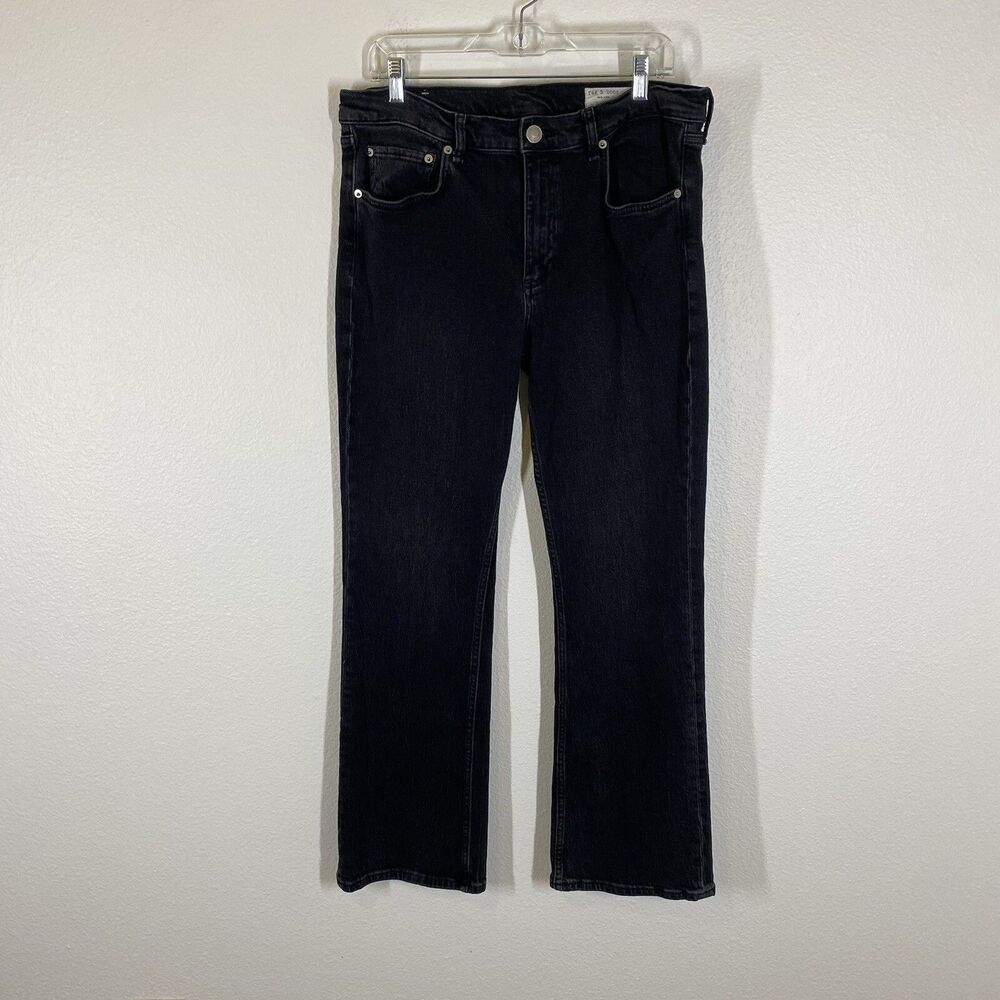 Rag & Bone Womens Peyton Mid Rise Dark Wash Boot Cut Jeans Black Cotton Size 32
